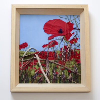 Poppies and Barley Textile Landscape Embroidery by Jessica Coote