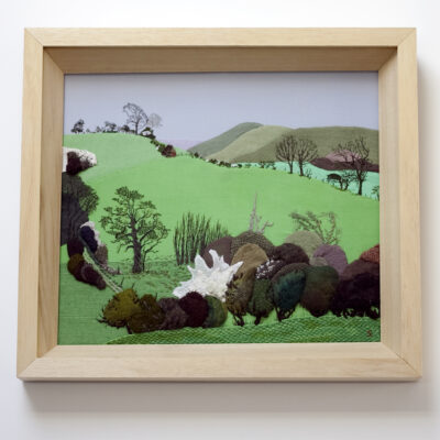 South Downs Hand Embroidered Textile Landscape by Jessica Coote