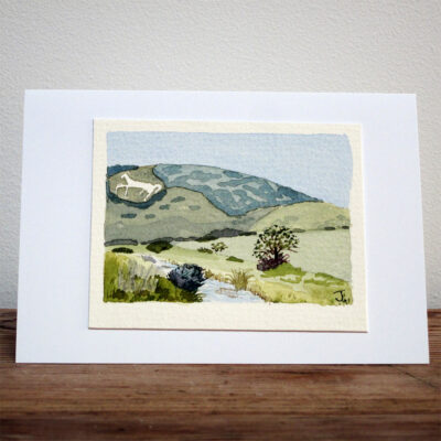 The Littlington Chalk Horse - Original Watercolour Painting by Jessica Coote