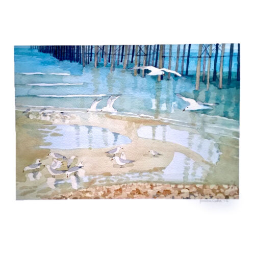 Seagulls- Feeding-Original-Watercolour-Painting-by-Jessica-Coote